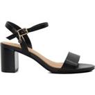 Wide Fit Leather Block Heel Strappy Sandals