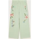 Pure Cotton Embroidered Wide Leg Trousers