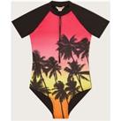 Buy Ombre Palm Print All In One Swimsuit (7-15 Yrs)