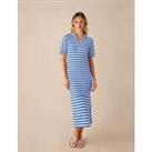 Striped Knitted V-Neck Midaxi Column Dress