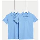 2pk Boys Slim Stain Resist School Polo Shirts (2-16 Yrs)