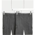Buy 2pk Boys Plus Waist Cargo School Shorts (4-14 Yrs)