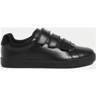 Kids Leather Riptape School Shoes (13 Small- 9 Large)