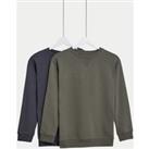 2pk Cotton Rich Plain Sweatshirts (6-16 Yrs)
