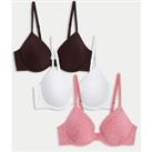 3pk Cotton Wired Plunge T-Shirt Bras A-E
