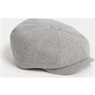Buy Linen Cotton Blend Checked Baker Boy Hat