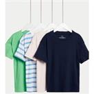 4pk Cotton Rich Plain & Striped T-Shirts (6-16 Yrs)