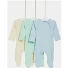 3pk Pure Cotton Ribbed Sleepsuits (0-3 Yrs)