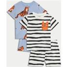 2pk Pure Cotton Tiger Print Pyjamas (1-8 Yrs)