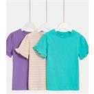 3pk Pure Cotton Frill T-Shirts (2-8 Yrs)
