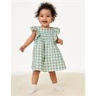 Pure Cotton Gingham Frill Dress (0-3 Yrs)