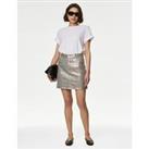 Denim Foil Metallic Mini Skirt