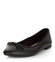 Women's Wide Fit Black Square Toe Ballet Pumps Vegan New Look