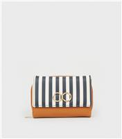 Blue Stripe Ring Front Small Purse New Look