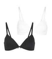 Girls' 2 Pack Black and White Non Wired Bras New Look