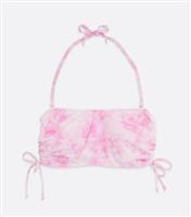Women's Maternity Pink Tie Dye Ruched Bandeau Bikini Top New Look