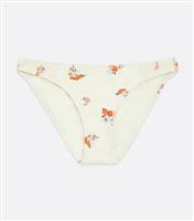 White Floral Hipster Bikini Bottoms New Look