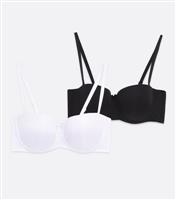 Women's 2 Pack Black and White Strapless Bras New Look
