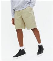 Men's Khaki Twill Relaxed Fit Worker Shorts New Look