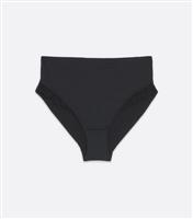 Women's Black Lace Trim High Waist Briefs New Look