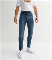 Men's Blue Tapered Spray On Skinny Jeans New Look