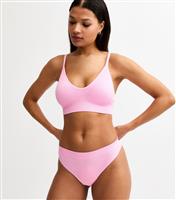 Women's Pink Seamless Ribbed Thong New Look