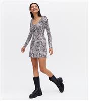 Women's Black Zebra Print Mini Dress Wednesday's Girl New Look