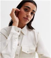 Women's Off White Denim Oversized Shirt New Look