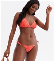 Women's Coral Broderie Tie Side Bikini Bottoms New Look