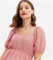 Women's Maternity Mid Pink Check Seersucker Button Midi Dress New Look