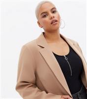 Women's Plus Size Camel Oversized Blazer Curves New Look