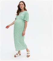 Women's Maternity Green Ditsy Floral Midi Dress New Look