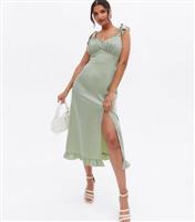 Women's Light Green Tie Strap Midi Dress Little Mistress New Look