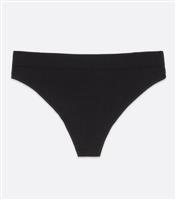 Women's Plus Size Black Ribbed Seamless Thong Curves New Look