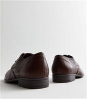 Men's Dark Brown Leather-Look Lace Up Brogues Vegan New Look