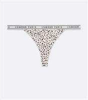 Women's Brown Leopard Print Elastic Logo Thong New Look