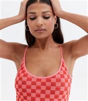 Women's Pink Checkerboard Mesh Mini Bodycon Dress New Look