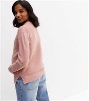 Women's Maternity Mid Pink Ribbed Knit High Neck Jumper New Look