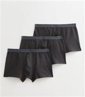 Men's Pack of 3 Dark Grey Jersey Boxers New Look