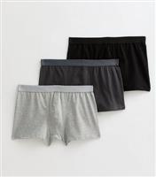 Men's Pack of 3 Black/Grey Jersey Boxers New Look