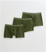 Men's Dark Khaki Pack of 3 Boxers New Look