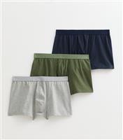 Men's Pack of 3 Multicoloured Jersey Boxers New Look