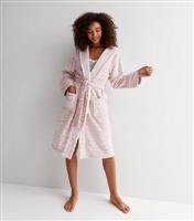 Women's Pink Leopard Print Fluffy Hooded Dressing Gown New Look