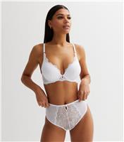 Women's White Floral Lace Diamant High Waist Briefs New Look