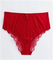 Red Floral Lace Diamant High Waist Briefs New Look