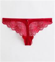 Women's Red Floral Lace Diamant Thong New Look