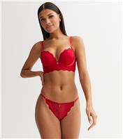 Women's Red Floral Lace Diamant High Leg Briefs New Look