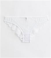 Women's White Floral Lace Diamant Brazilian Briefs New Look