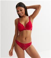 Women's Red Floral Lace Diamant Brazilian Briefs New Look