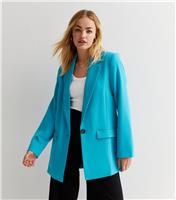 Women's Turquoise Button Oversized Blazer New Look